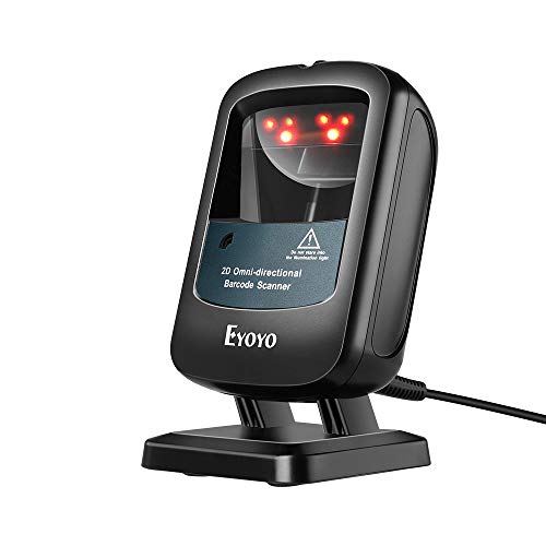 Eyoyo 2D USB Wired Desktop Hands-Free Barcode Scanner Omnidirectional | 1D UPC QR PDF417 Data Matrix Bar Code Reader, Automatically Scanning, for Retail Store Supermarket Mall Business - color: Blue Desktop Barcode Scanner