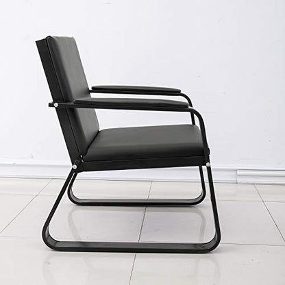 Waiting Room Guest Chair with Padded Arms, PU Leather Office Furniture, Lobby Conference Reception Chairs, Office Guest Seating for Clinic,Airport,Hospital,Barber,Salon,Bank(Black, 2) - style: 2-1-Seat Chair