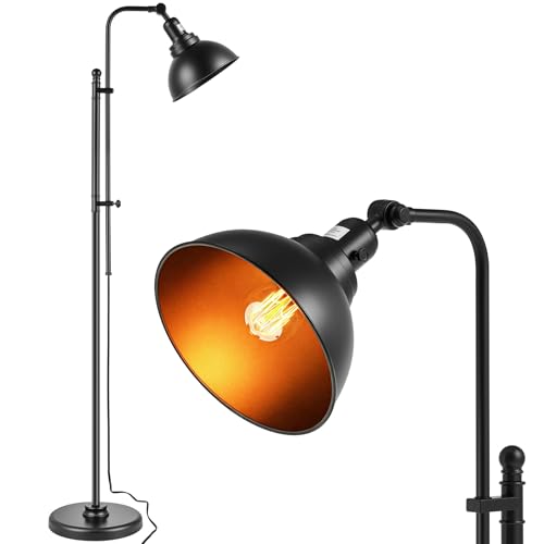 VONLUCE Industrial Floor Lamp 65", Adjustable Standing Lamp for Living Room - color: Black