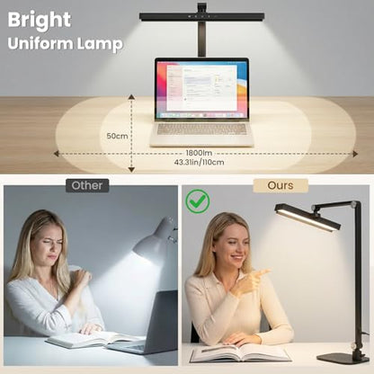 LIONVISON Desk Lamps for Home Office: Dimmable Eye-Caring LED Desk Light - color: Black