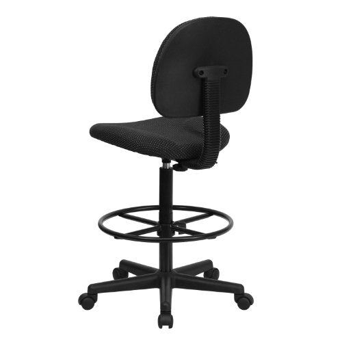 BizChair Black Patterned Fabric Adjustable Height Drafting Chair with Adjustable Foot Ring - color: Black Patterned
