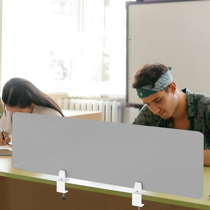 Desk Divider 4 Pcs Desk Privacy Panel 47.2''L x 15.8W'' Office Partitions Grey Acrylic Panel Pack of 4 Desk Divider Partition with Adjustable Universal Base Brand: Yeaborn - size: 47.2''L x 15.8W''