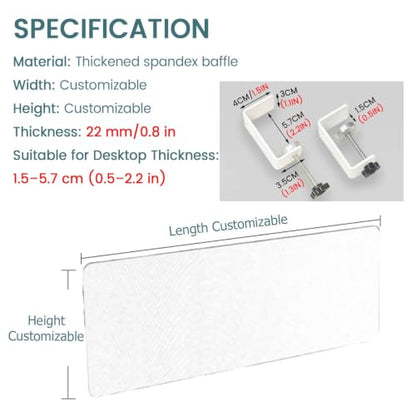 JYHHCYS Felt Board Modesty Panel for Desk, 20 30 40 50 60 Inch Customizable Clamp On Desk Privacy, Sound Absorbing Cubicle Desk Divider for Above Or Below Desktop