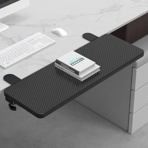 Sisyphy Ergonomics Desk Extender Tray, 21.7x9.5" Punch-Free Clamp on, Foldable Keyboard Drawer Tray, Table Mount Arm Wrist Rest Shelf, Computer Elbow Arm Support - color: Carbon, size: 21.7*9.5"(55*24cm)