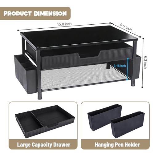 Printer Stand for Desk, Desktop Printer Shelf for Home Office, Black - color: Black-High