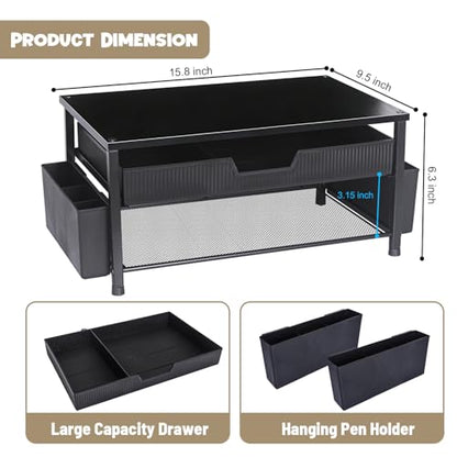 Printer Stand for Desk, Desktop Printer Shelf for Home Office, Black - color: Black-High