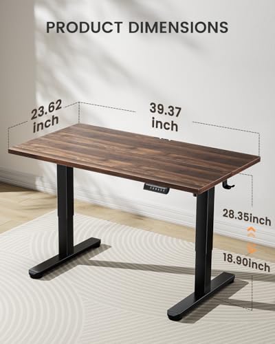 ErGear 40 X 24 Inch Low Height Electric Standing Desk for Kids, Deep Walnut - color: Walnut, size: 40 X 24 Inch