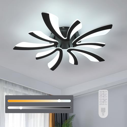 Goeco Modern Ceiling Light, 27.5'' Dimmable LED Black Acrylic V-Shaped Flush Mount Ceiling Lights, 3000K/4000K/6500K with Remote Control Ceiling Light Fixture for Living Room, Dining Room, Bedroom - color: Black V Shaped