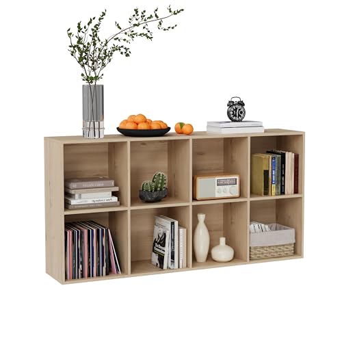 VDNEND Wooden Storage Organizer with Closed Back Panel, 11in Cube Shelf Opening, Bookshelf, Display Shelf,Closet Cabinet for Home and Office (White Oak, 8-Cube 47.8L*9.45W*24.09H) - color: White Oak, size: 8-Cube 47.8L*9.45W*24.09H