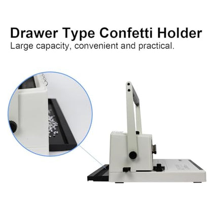 Book Punching Binding Machine, Manual Twin Loop Wire Binder, Adjustable Number of Holes, 20 Sheets Punch Capacity, 3:1 Pitch Binding, for Reports, Contracts, Booklets, and School Documents