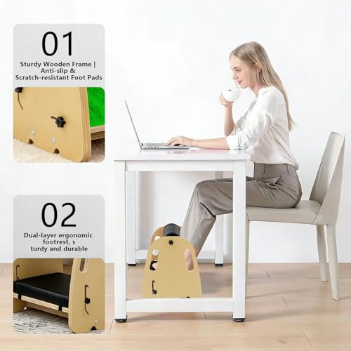 Under Desk Foot Rest,Massage & Leather Pads,3 Height Levels-Green - color: Green