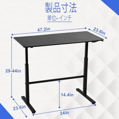 Standing Desk Converter Height Adjustable Desk Computer Workstation Large Desktop Stand Up Desk Ergotron Laptop Sit-Stand Desk Fit Dual Monitor for Home Office Black,47inches