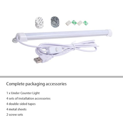 Under Cabinet Led Lighting, 12 Inch Light Strip Bar, Daylight White 6500K USB Led Light, Small Thin Led Under Counter Lighting (Cold White 6500k, 12.6 Inch Opal mask) - color: Cold White 6500k, size: 12.6 Inch Opal mask