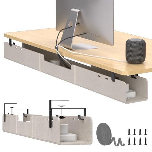 No-Drill Under Standing Desk Cable Management,47.2" L,Beige - color: Beige, size: 47.2"