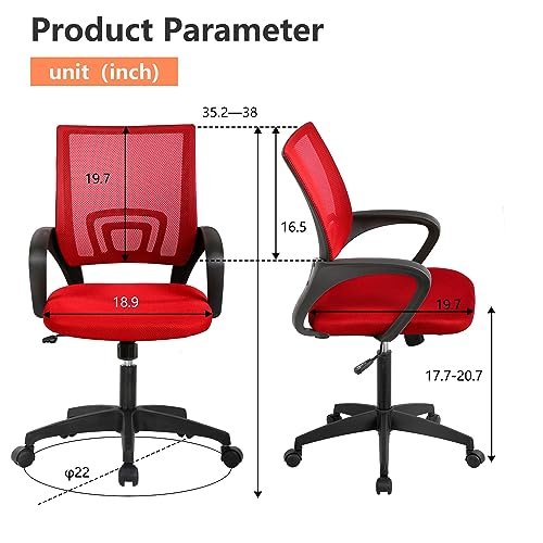 PayLessHere | Office Chair | Red | Pack of 1 | with Lumbar Support - color: Red, style: pack of 1