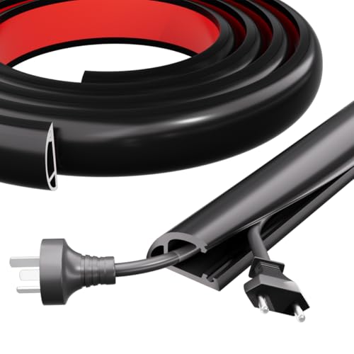 Kneelisa 4FT Side-Open Extension Cord Covers for Wires on Floor,Silicone - color: Black, size: 4 Feet