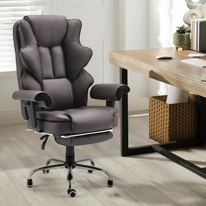 HOMREST Heated Massage Executive Office Chair with Foot Rest,Brown - color: Brown
