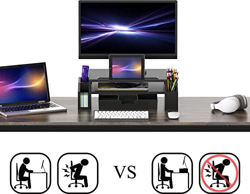 Simple Houseware Desk Monitor Stand Riser w/ Adjustable Tray, Black - color: Black