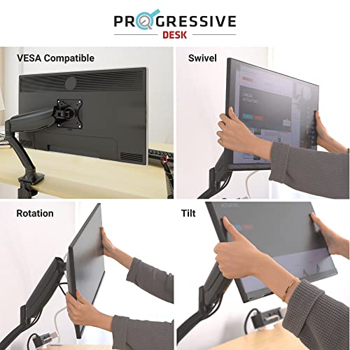 Single Monitor Stand Arm Gas Spring Holds up to 20 lbs for 17"-30" Monitors - style: Single 17"-30"