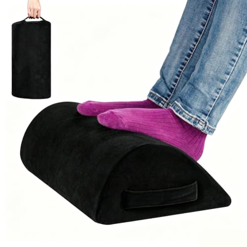 Memory Foam Foot Rest for Under Desk,Ergonomic Soft Foot Cushion,Comfortable Stool for Home and Office,Alleviation for Lumbar,Back,Knee Pain (Black) - color: Black