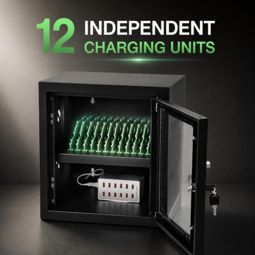 12 Slot Mobile Phone Charging Cabinet Lockable Cell Phone Charging Station - color: Black, size: 12-Device