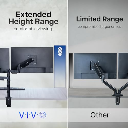 VIVO 17 to 32 inch Dual Mechanical Monitor Mount, 2 Tension Spring Arms, Adjustable Swivel, Rotation, Heavy Duty VESA Desk Stand with C-clamp, Grommet, Max VESA 100x100, Black, STAND-V002K - color: Black, size: Dual Mount