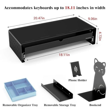 Heavy Duty Metal Monitor Stand, Strong Support Desk Organizer with Drawer