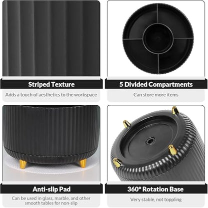 SKYDUE 360 Degree Rotating Desk Organizer, Pencil Pen Holder for Desk - color: Black_1Pack