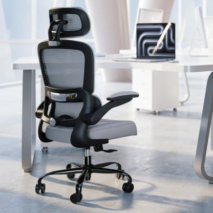 TRALT Office Chair Ergonomic Desk Chair - Gaming Chair with Lumbar Support - color: Black Grey