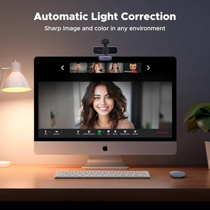 UGREEN 2K Webcam for PC Ultra HD 1080P Computer Webcam with Microphone | PC Camera with Privacy Cover, USB Web Camera for Streaming, Conference, Video Calling, Zoom,Teams, FaceTime - color: Grey