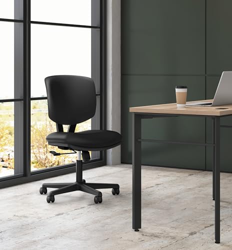 HON Volt Ergonomic Office Chair, Armless, Office Desk Computer Chair, Black - color: Fabric Back