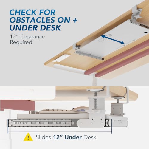 Keyboard Tray Under Desk Pull Out with Extra Sturdy C Clamp Mount System - color: White, size: 38"x 12”Keyboard Tray