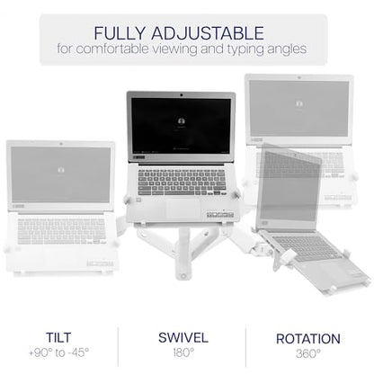 VIVO Height Adjustable Pneumatic Extended Arm Laptop Wall Mount, Full Motion Articulating Notebook Tray, Fits 10 to 15.6 inch Screen, White, MOUNT-V001GLW - color: White