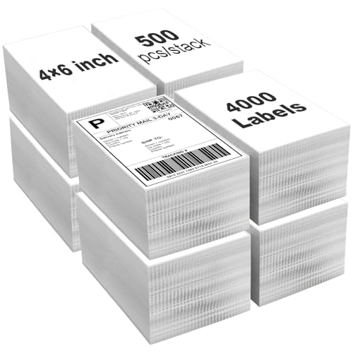 4000 Labels/8 Stacks 4" x 6" Fanfold Direct Thermal Shipping Address Labels Compatible with Zebra 2844 & Rollo Printer - color: Zb-4"x6"-8stacks(4000 Labels)