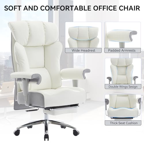 Efomao Big and Tall Executive Office Chair 400lbs - color: 3060-white