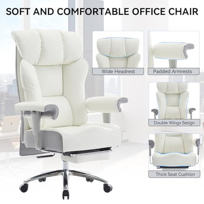 Efomao Big and Tall Executive Office Chair 400lbs - color: 3060-white
