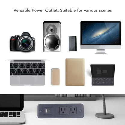 Intelligent Power Outlet with USB Type C, Fast Charging 20W, 2 Sockets, Fire Flush Mount Outlet for Office Desk, Home