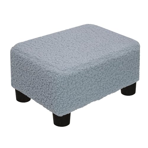 CAROLMADE Small Foot Stool Ottoman Footstool with Legs Under Desk Footrest for Living Room Bedroom and Office, Soft Blue - color: Soft Blue, size: 11"d X 15.4"w X 8.3"h