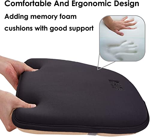 Big Hippo Chair Pads, Memory Foam Chair Seat Cushion Non Slip Rubber Back Thicken Chair Padding with Elastic Bands for Home Office Outdoor Seats (Black-1pc) - color: Black