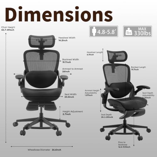 MUSSO E80 Muse Petite Ergonomic Office Chair for Women & Small Frames Black - color: Black