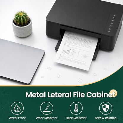 2 Drawer Lateral File Cabinet, Metal Filing Cabinet for Home Office, White | Heavy-Duty Steel Locking File Cabinet, Hanging Letter/Legal/A4 Size, Full-Extension Drawer, Assembly Required - color: White, size: 2 Drawers (35.43 in Width)