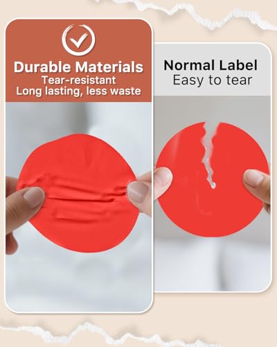 iEager 3 Inch Red Circle Thermal Labels, Durable Round Thermal Label - color: Red, size: 3 INCH