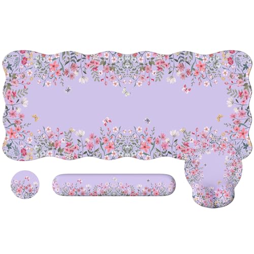 iCasso Computer Mat for Workspace, Purple 35.4"x15.7" Computer Pad | Ergonomic Desk Pad Including Keyboard Wrist Rest, Mousepad Set for Gaming Vanity Women Computer Setup - color: Purple