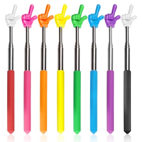 8 Pcs Teacher Pointer Stick for Classroom Extendable Pointer Finger Telescoping Hand Pointer Retractable Pointing Stick Reading Aid for Presentation Whiteboard (8 Colors) - color: 8 Colors