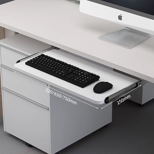 Keyboard Tray Sliding Under Desk Keyboard & Mouse Platform Smooth Pull-Out Computer Drawer, Ergonomic/Height Adjustable, Keyboard Storage Shelf ﻿(Oak,65cm/25in)