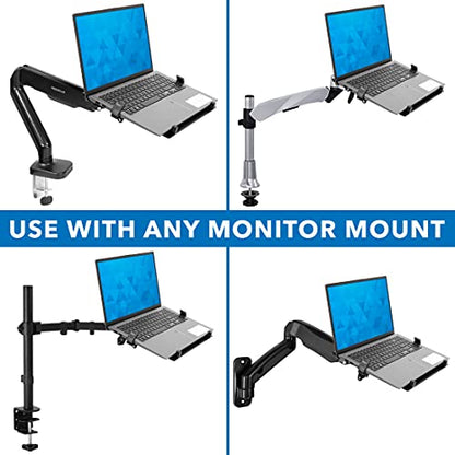 Mount-It! Laptop Tray for Monitor Arm, VESA Laptop Mount Tray for 75x75 & 100x100 Monitor Arms, Ventilated Steel Notebook Holder with Adjustable Clips, Fits Laptops up to 16.5" Wide