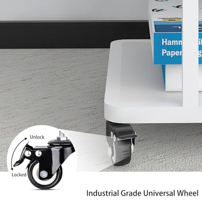 Natwind 2 Tier Laser Printer Stand,24''x20'' Under Desk Printer Cart, White - color: White