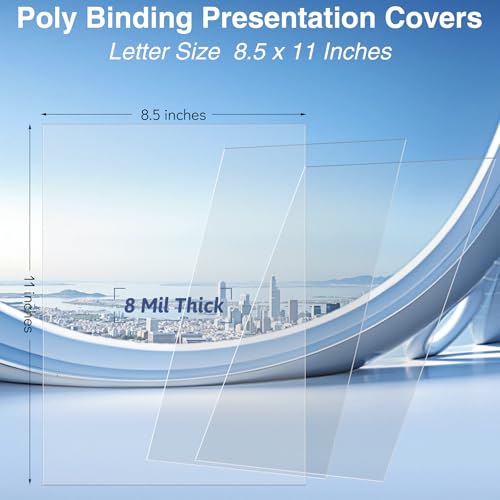 Ndsox 100 Pack Clear Binding Covers 8 Mil Polycover Report Cover Sheets 8-1/2 x 11 Inches Letter Size for Business Presentation Document Binding, Proposals, Office Supplies, Un-Punched, Square Corners - color: 8 Mil, Clear, size: 8-1/2" x 11", 100P