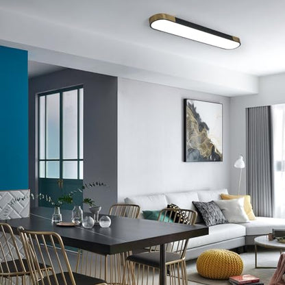 Qcyuui Kitchen Lighting Fixtures Ceiling,39.4 Inch Dimmable Modern Led Ceiling Light,Black and Gold Long Linear Ceiling Light Fixture for Office Bedroom Kitchen Hallway,(48W/3000-6500K) - color: Black and Gold/Dimm/48W/39.4IN, size: 39.4in