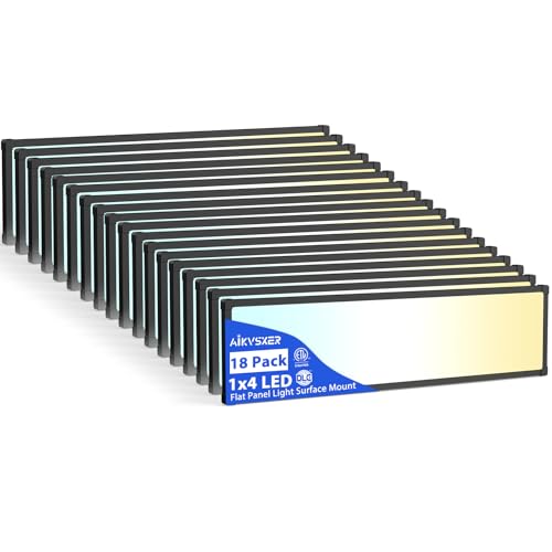 AIKVSXER 18Pack 1x4 LED Flat Panel Light, 6500LM Ultra-Bright, 30-50W Black - color: Black, size: 1x4ft-18P